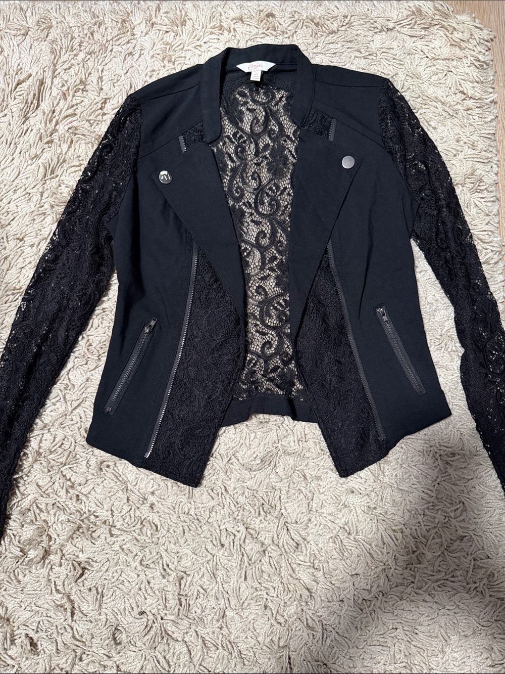 Candie's Black Lace Sleeve Blazer Jacket